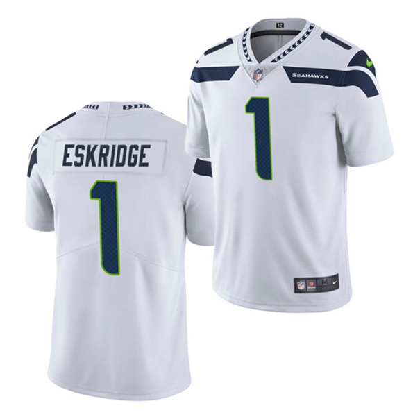 Men's Seattle Seahawks #1 D'Wayne Eskridge White NFL Vapor Untouchable Limited Stitched Jersey